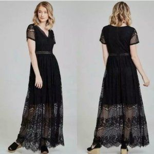 Stunning Altar'd State Black Lace Maxi Dress, size Medium